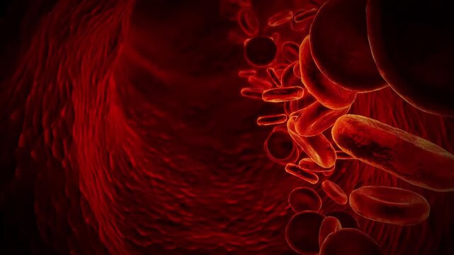 Red Blood Cells Flowing Through Human Blood Vessel in 3D Medical Animation
