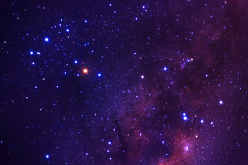 Night sky space background, Starry universe in dark blue sky, Milky way galaxy with stardust field in deep universe © sripfoto