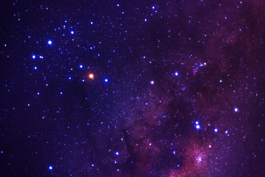 Night sky space background, Starry universe in dark blue sky, Milky way galaxy with stardust field in deep universe