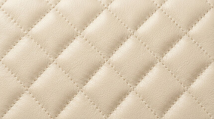 Obraz premium Close up of beige quilted leather texture with diamond pattern and visible generated using ai