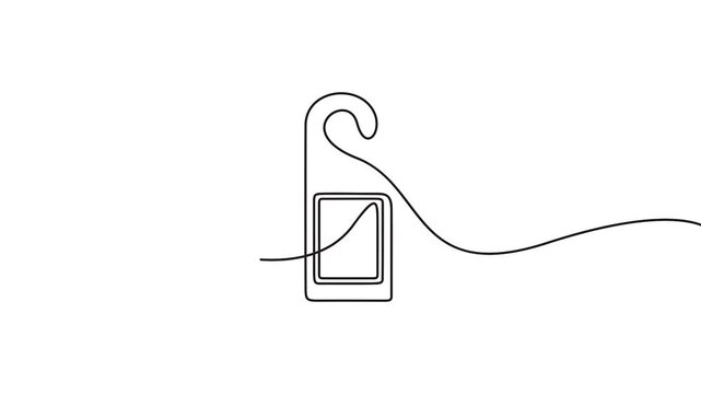 Hotel door hanger line art animation vector graphics for hospitality branding. Minimal line art animation of a hotel door hanger tag.