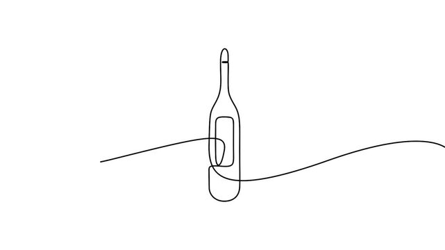 Wine bottle line art animation vector graphics for restaurant branding. Minimal line art animation drawing of a wine bottle.