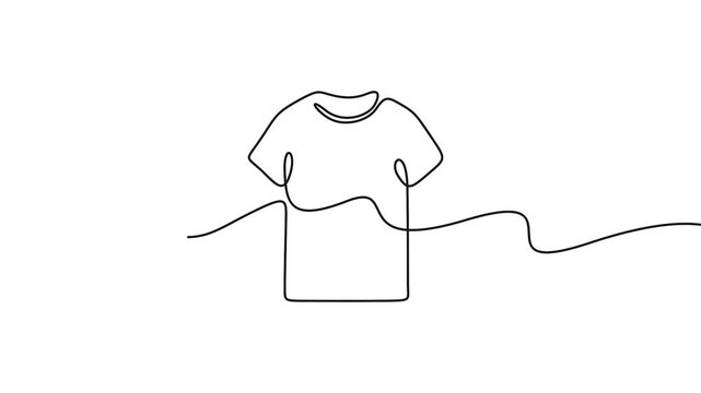 T-shirt animation drawing in a continuous single line art style vector. Continuous line drawing of a t-shirt animation for fashion apparel and clothing concepts.