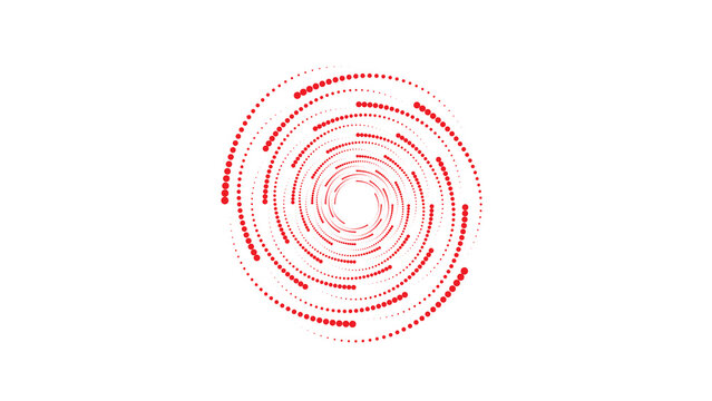 Abstract Red Circular Spiral Technology Pattern Isolated on White Background