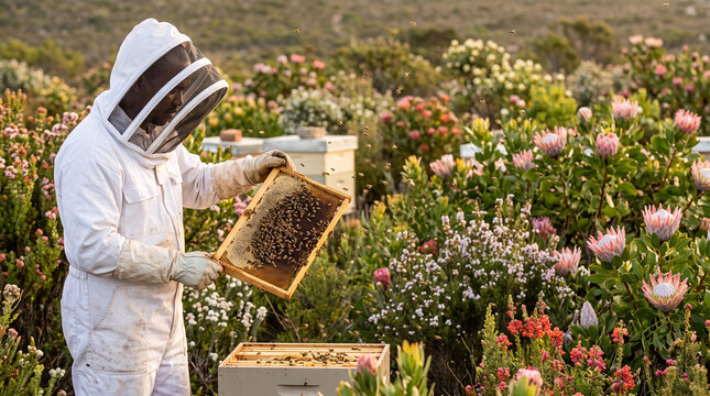 south african beekeeper hive fynbos