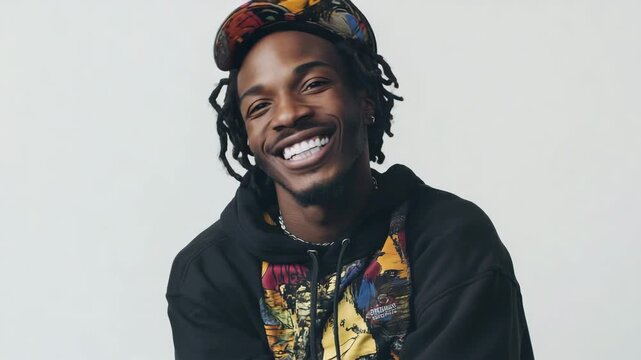 Young man smiling happy face
