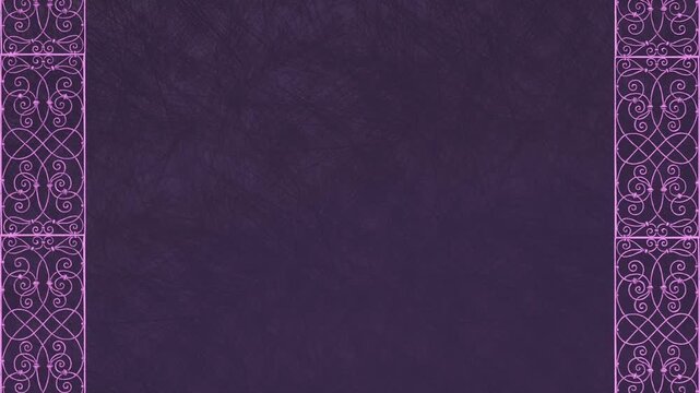 Vintage Baroque Floral Ornamental Frame Background with Purple Texture Loop

