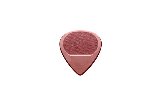 Pink textured guitar pick with rounded edges