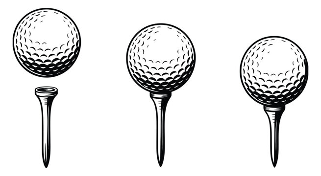Golf ball on tee high quality vector illustration, golf equipment, tee shot preparation, sports activity, professional golf game, isolated design