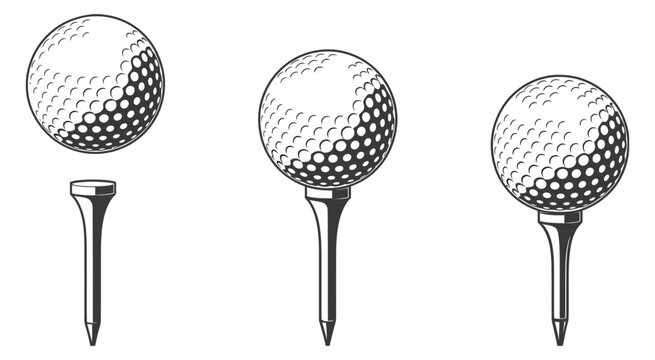 Golf ball on tee high quality vector illustration, golf equipment, tee shot preparation, sports activity, professional golf game, isolated design
