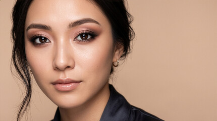Fototapeta premium Beautiful Japanese Woman with Elegant Eyeshadow for Premium Makeup Advertisement 02