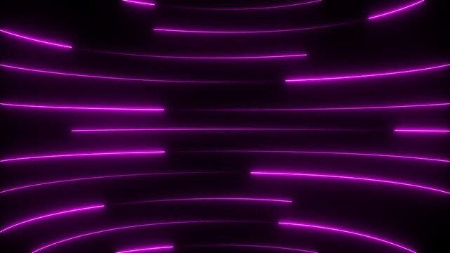 Neon lights blinking lines moving animation. Seamless loop animation of glowing neon line. 4k animation Horizontal glowing colorful neon line animation video.