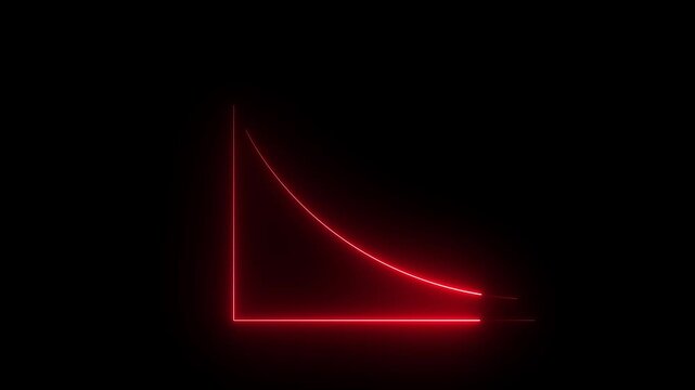 Red Neon Graph Illustrating a Declining Trend on a Black Background chart curve