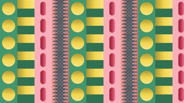 Seamless abstract pattern loop in maroon, green, cream - modern animated 4K motion background for video editing, social media and presentation