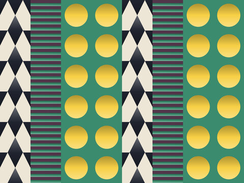 Seamless abstract pattern in maroon, green, cream - modern gradient geometric background for wallpaper, textile and wrapping paper design