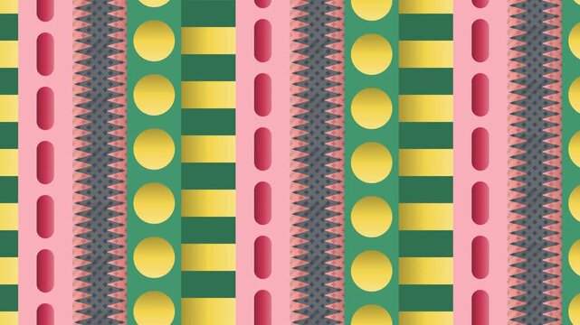 Seamless abstract pattern loop in maroon, green, cream - stylish animated 4K motion background for video editing, social media and presentation