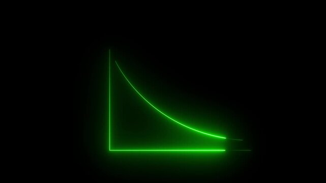 Green Neon Graph Displaying a Downward Curve on a Black Background chart line