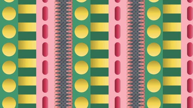 Seamless abstract pattern loop in maroon, green, cream - artistic animated 4K motion background for video editing, social media and presentation
