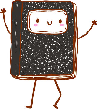 Back to School Supply Composition Notebook Cartoon Character Hand Drawn