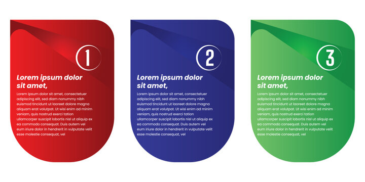 Modern 3 Step Business Infographic Template with Rounded Cards, Workflow Layout, Presentation Design and Colorful Vector Elements