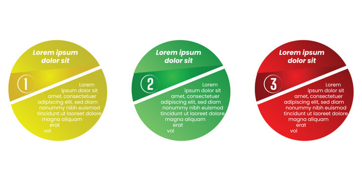 Colorful 3 Step Circular Infographic Template with Process Timeline, Business Workflow, Presentation Diagram and Modern Vector Design