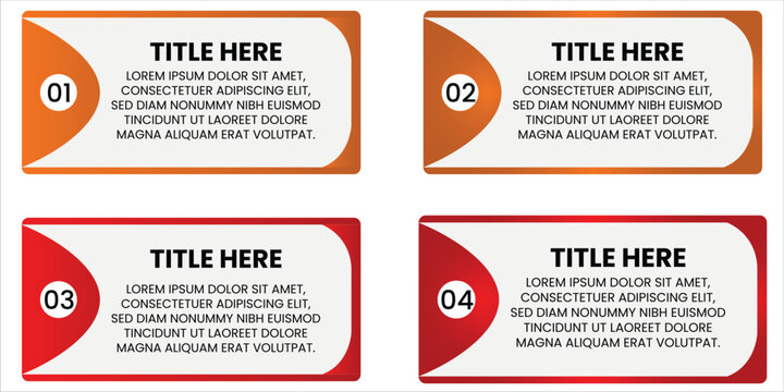 Four Step Curved Corner Infographic Template with Rounded Information Boxes and Number Labels for Business Process Workflow Presentation Design