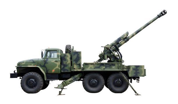 Modern Laotian wheeled 122mm self-propelled howitzer