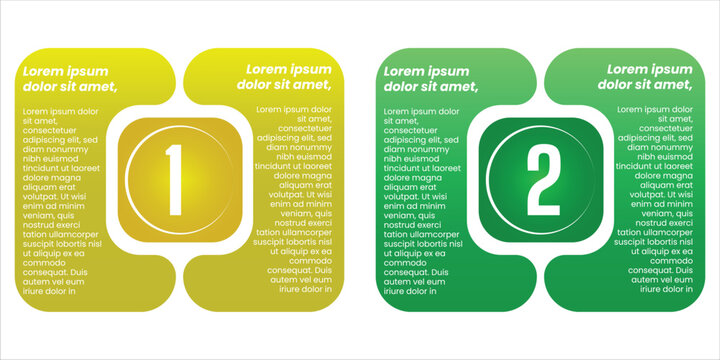 Three step infographic template with rounded rectangular panels in yellow green and teal modern business workflow layout for presentation information and marketing design