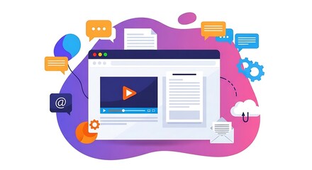 Fototapeta premium Digital Marketing and Content Creation Concept Illustration for Web Platforms