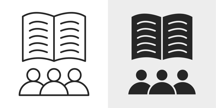Knowledge Sharing Icon represents collaboration, learning, and information exchange with editable outline and filled vector illustration.