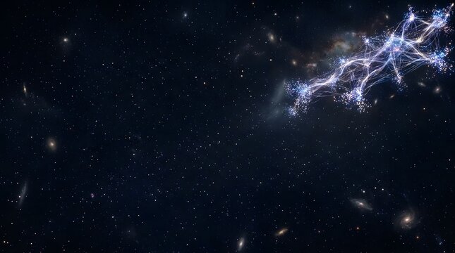 Cosmic web filaments connecting galaxy clusters in deep space network visualization