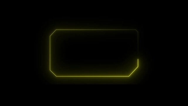Yellow Neon Geometric Frame on Black Background with Subtle Reflection yellow neon frame geometric shape