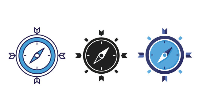 Navigation compass direction icon set: Glyph solid icon - Editable modern style icon - Clipart, sticker - icon set - Clipart