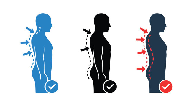 Posture correction vector icon set: SVG and PNG icons - Vector Icons and Stickers - PNG, SVG, EPS - Glyph and solid icon set