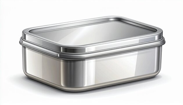 Stainless Steel Rectangular Food Storage Container with Lid.