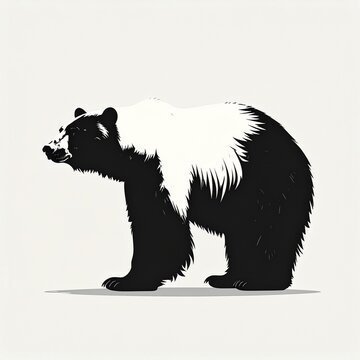 Black and white bear illustration standing on all fours.
