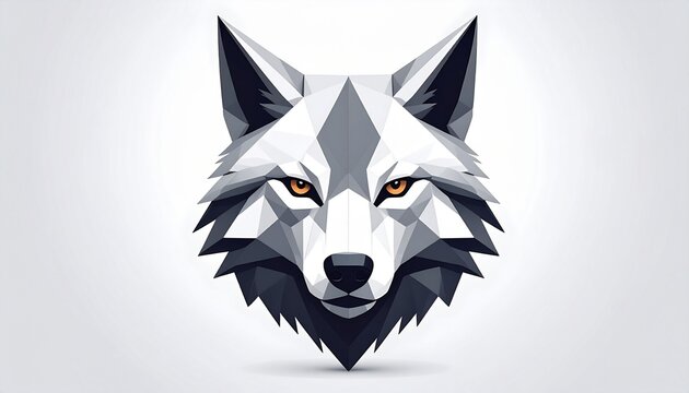 Geometric Wolf Head Design in Low Poly Style.