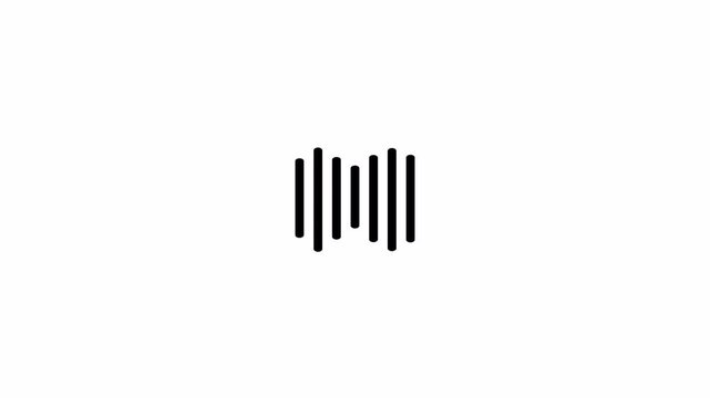 Sound wave animation isolated on transparent background. Audio waveform with frequency animated lines, Sound Wave Animated In alpha channel in 4k video.
