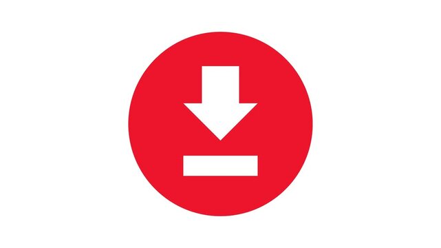 A vibrant red circular icon with a clean white downward arrow, universally symbolizing digital file acquisition, data retrieval, and content transfer from many platforms