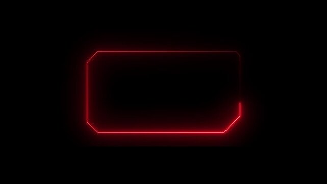 Red Neon Geometric Frame on Black Background with Subtle Reflection red neon frame geometric shape