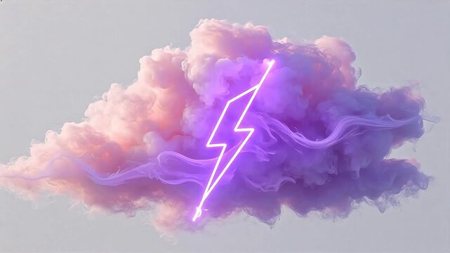 Cloud with neon lightning bolt