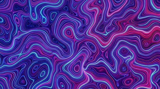 Halloween abstract liquid marble background with vibrant neon pink and blue glowing fluid waves