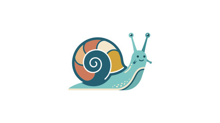 Minimalist flat vector illustration of a snail character isolated on a white background © Mafaat
