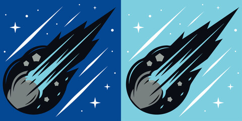 Meteor Silhouette Icon Vector - Falling Comet and Meteorite Symbol © Rohmat