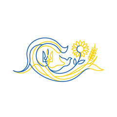 Naklejka premium Abstract Ukraine Symbols Line Art Illustration