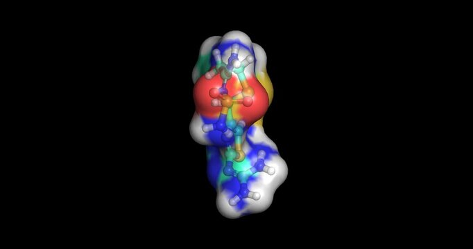 Famotidine, competitive H2 receptor antagonist for reducing gastric acid, 3D molecule spinning, 4K