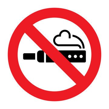 Vaping prohibited sign. No vaping or no smoking sign with e cigarette symbol.