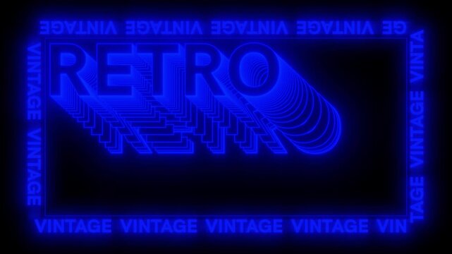 Retro Vintage Scroll Text Neon Glow Effect Moving Animation 4K Video