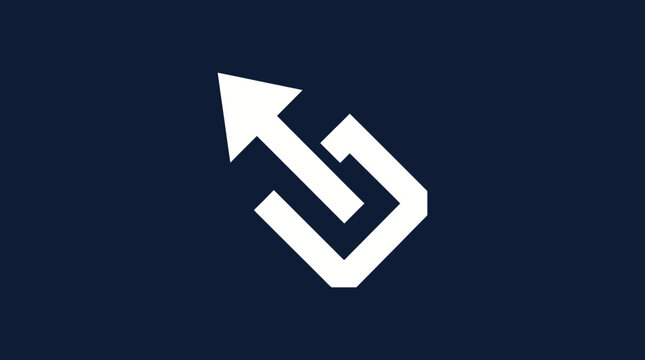 Diagonal arrow within geometric U bracket symbol.