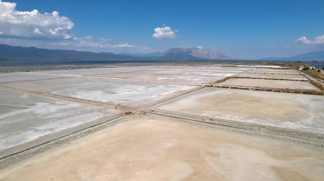 Salterns of Messolonghi, Aerial View of Salt Pans Area in Western Greece
